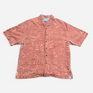 Bermuda bay pink Hawaiian large size button up short sleeve shirt #hawaiian #ber